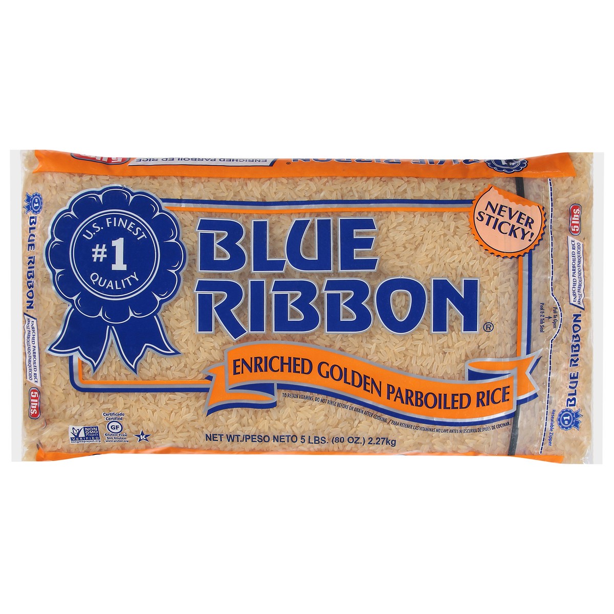 slide 1 of 9, Blue Ribbon Enriched Golden Parboiled Rice 5 lb, 5 lb