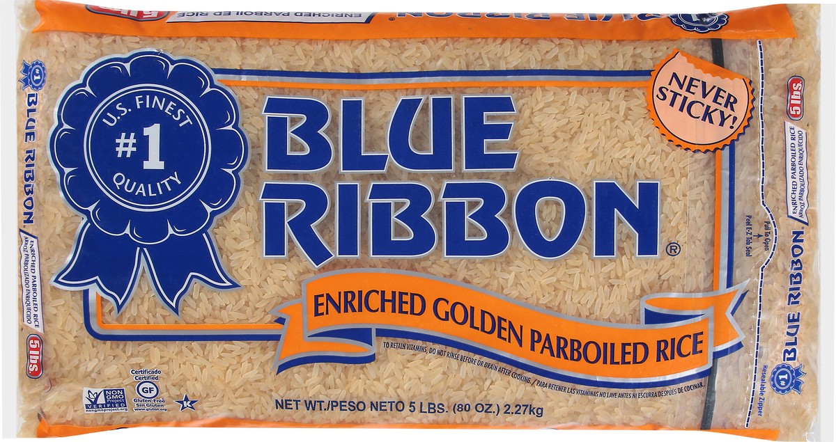 slide 7 of 9, Blue Ribbon Enriched Golden Parboiled Rice 5 lb, 5 lb