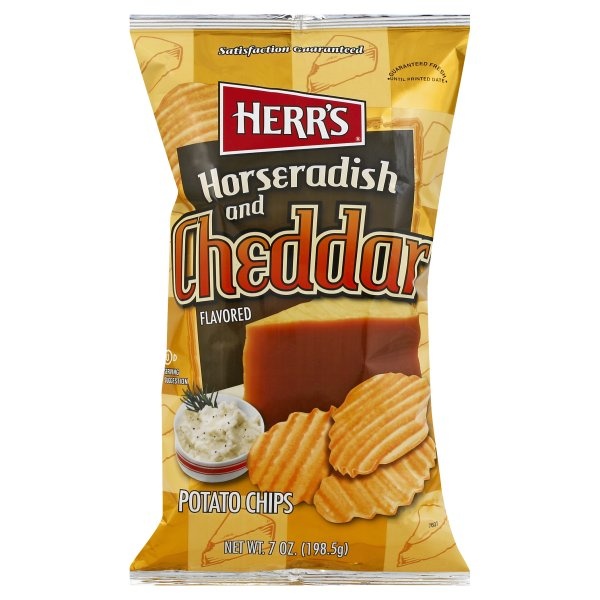 slide 1 of 1, Herr's Horseradish And Cheddar Flavored Potato Chips, 7 oz