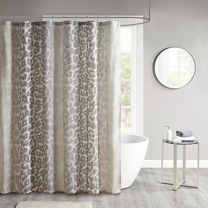 slide 1 of 4, Madison Park Leo Cotton Gauze Printed Shower Curtain - Neutral, 1 ct