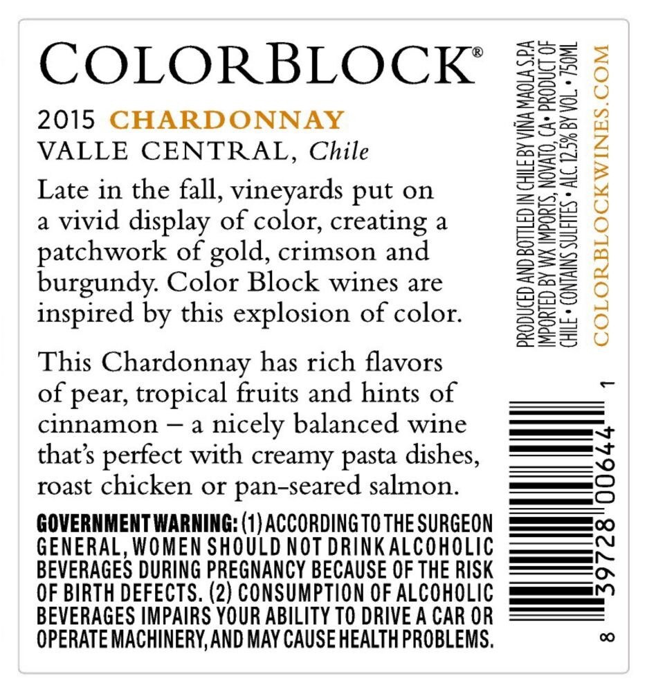 slide 2 of 6, Color Block Chardonnay, 750 ml