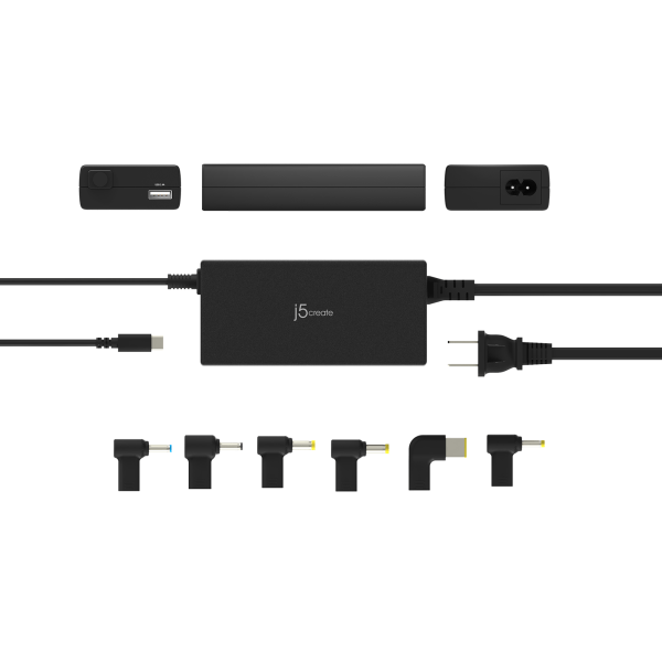 slide 4 of 4, j5create 100W Pd Usb-C Super Charger With 6 Dc Connectors, Black, Jup2290Dc, 1 ct