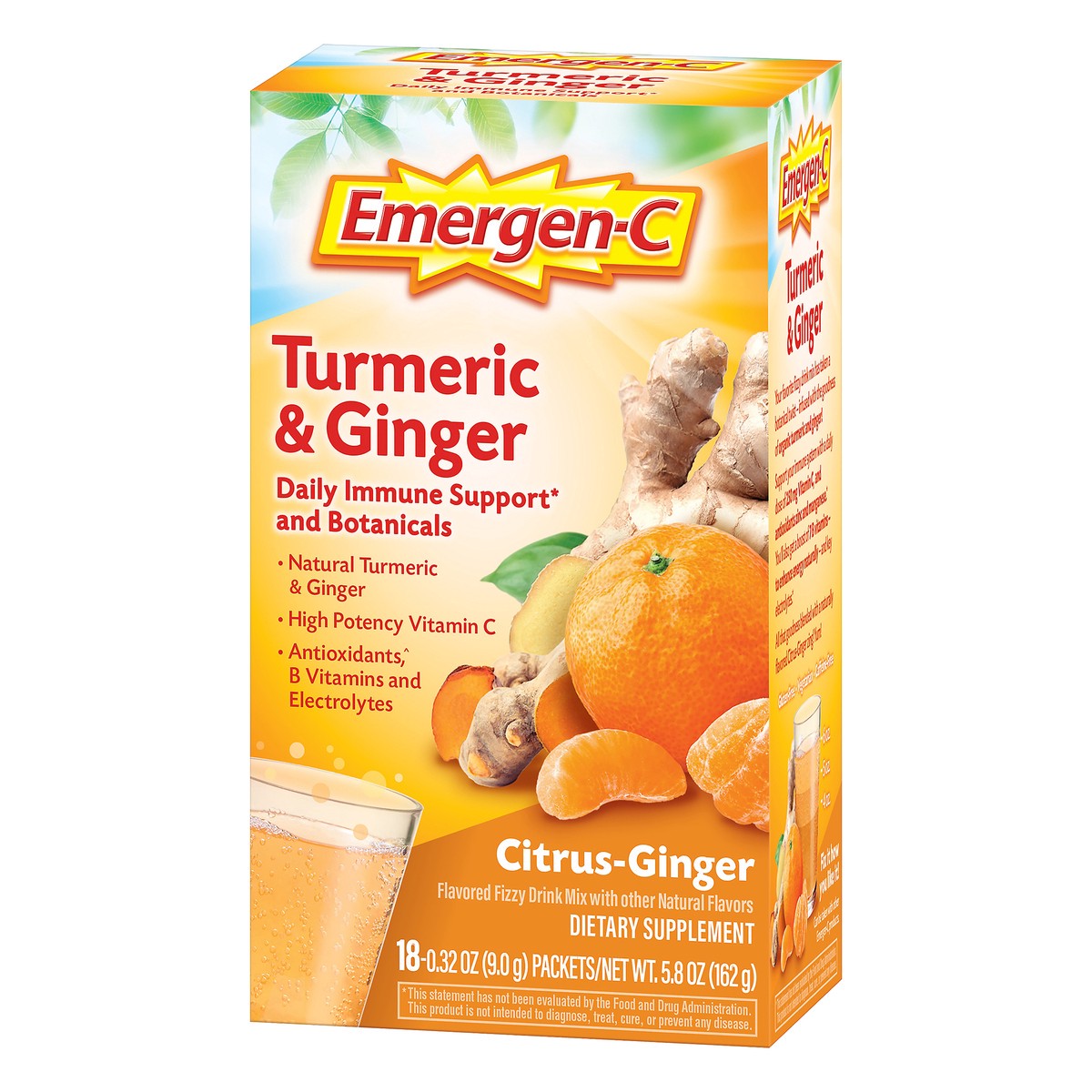 slide 9 of 9, Emergen-C Citrus Ginger Turmeric & Ginger 18 ea, 18 ct