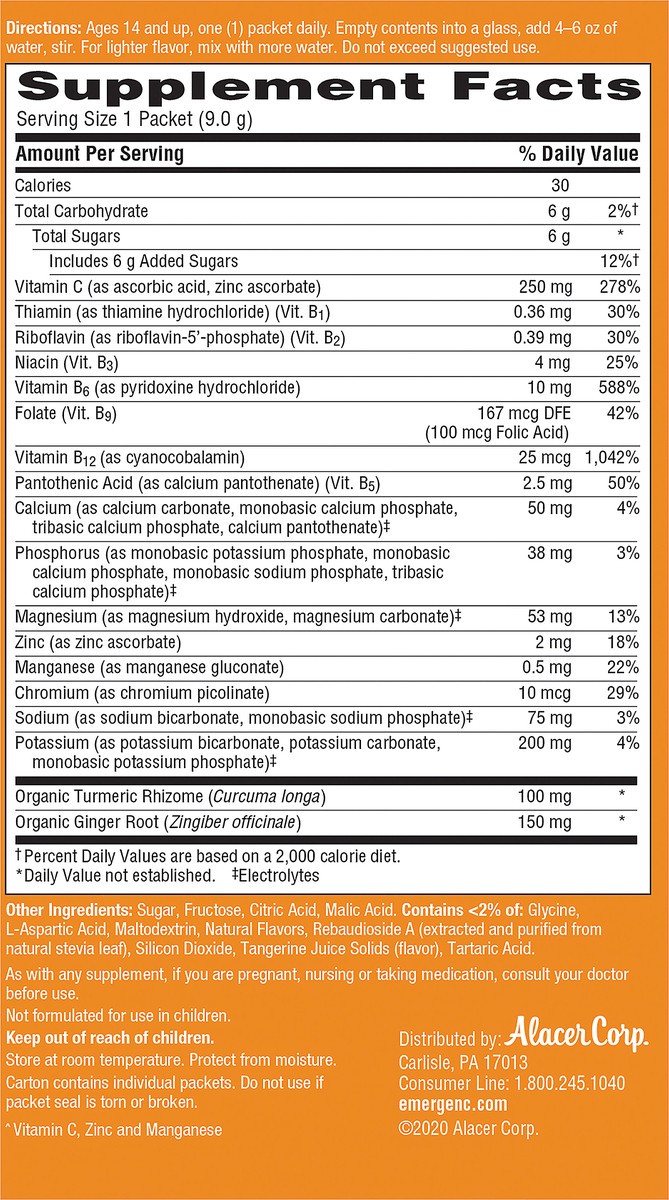 slide 4 of 9, Emergen-C Citrus Ginger Turmeric & Ginger 18 ea, 18 ct