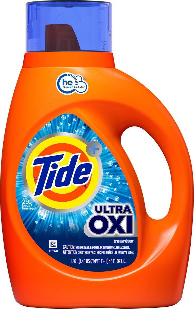 slide 1 of 4, Tide Ultra Oxi Liquid Laundry Detergent, 29 loads, 46 fl oz, HE Compatible, 46 fl oz