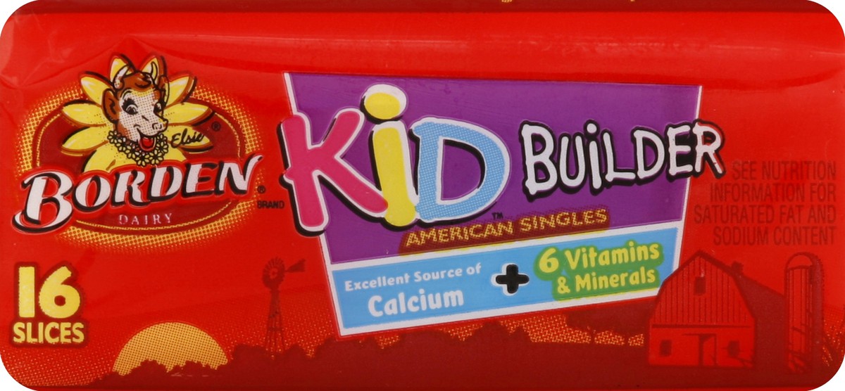 slide 4 of 5, Borden Kid Builder American Cheese Singles, 12 oz