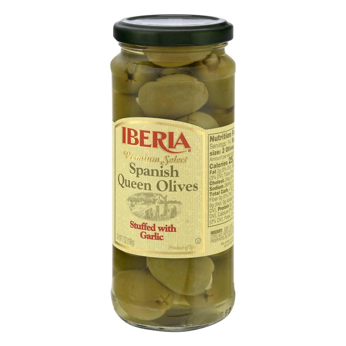 slide 3 of 12, Iberia Spanish Stuffed with Garlic Queen Olives 7 oz, 7 oz