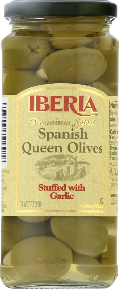 slide 1 of 12, Iberia Spanish Stuffed with Garlic Queen Olives 7 oz, 7 oz