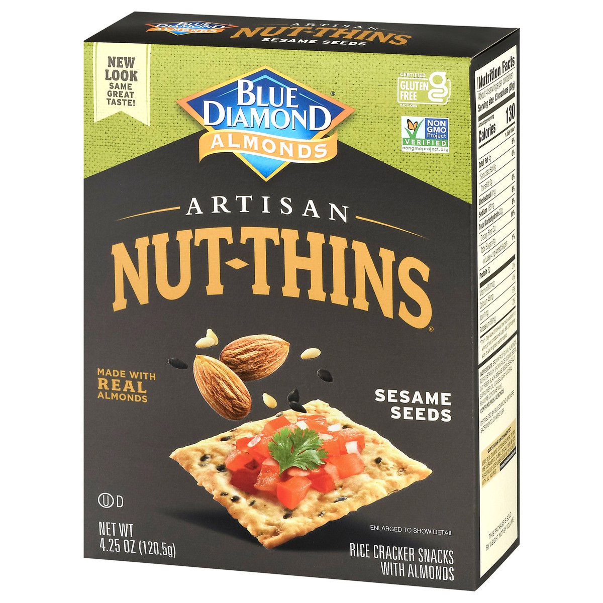 slide 3 of 9, Blue Diamond Artisan Nut Thins Crackers, Sesame Seed, 4.25oz Box, 4.25 oz