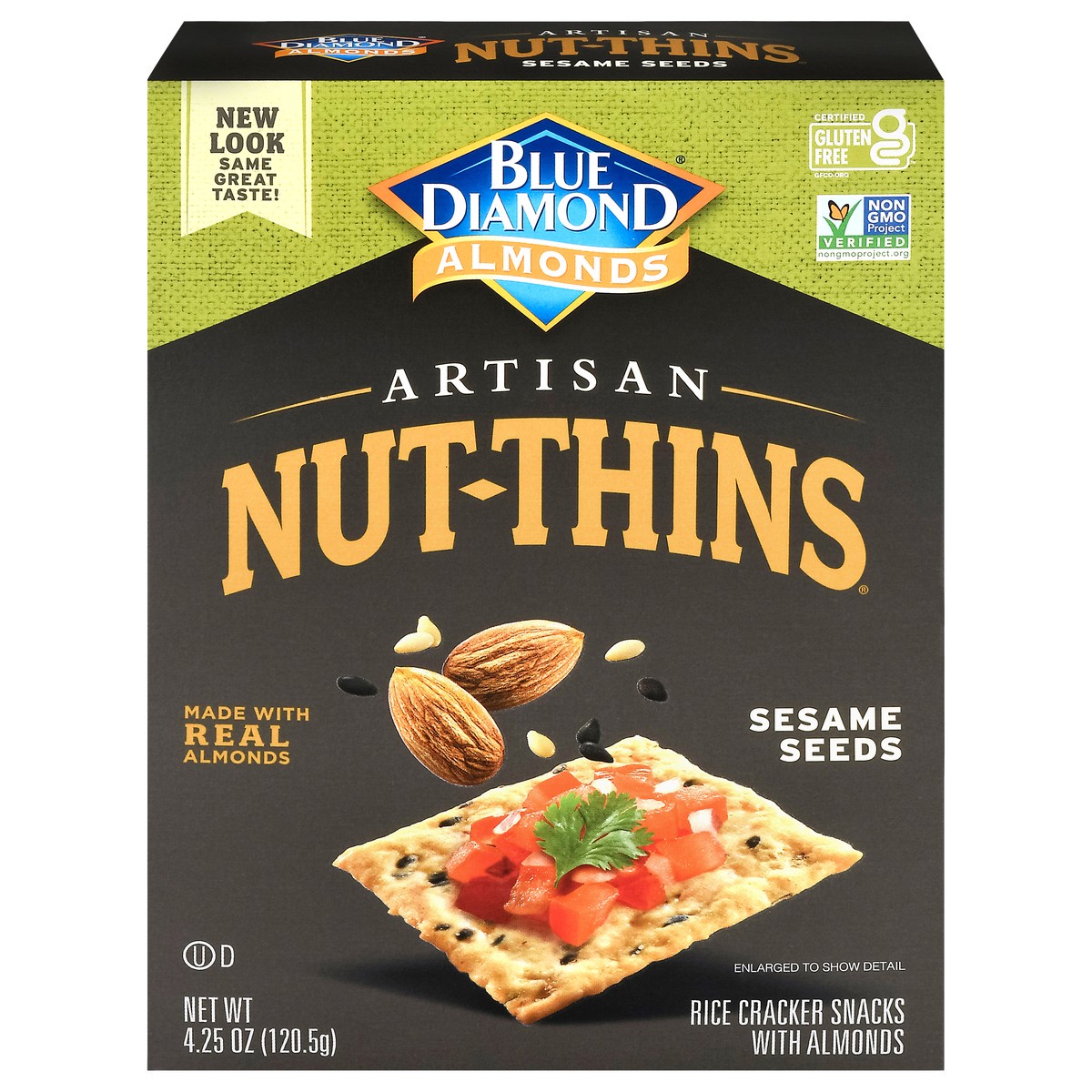 slide 1 of 9, Blue Diamond Artisan Nut Thins Crackers, Sesame Seed, 4.25oz Box, 4.25 oz