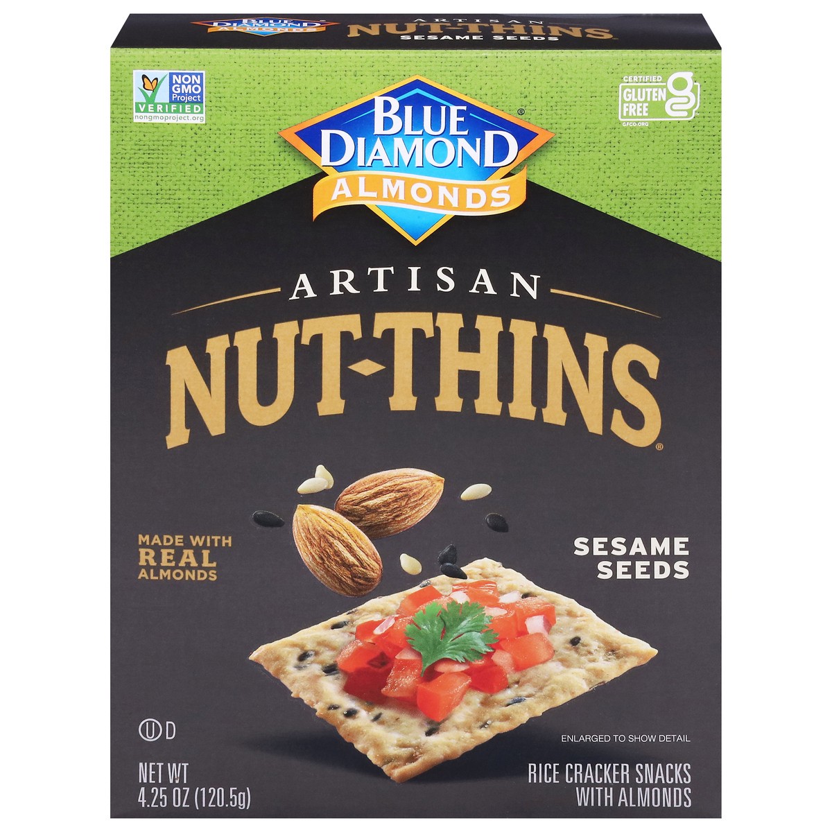 slide 1 of 9, Blue Diamond Nut-Thins Artisan Sesame Seeds Rice Cracker Snacks 4.25 oz, 4.25 oz