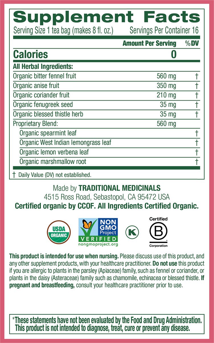 slide 2 of 6, Traditional Medicinals Organic Mother's Milk, Caffeine Free Herbal Lactation Tea, 16 ct