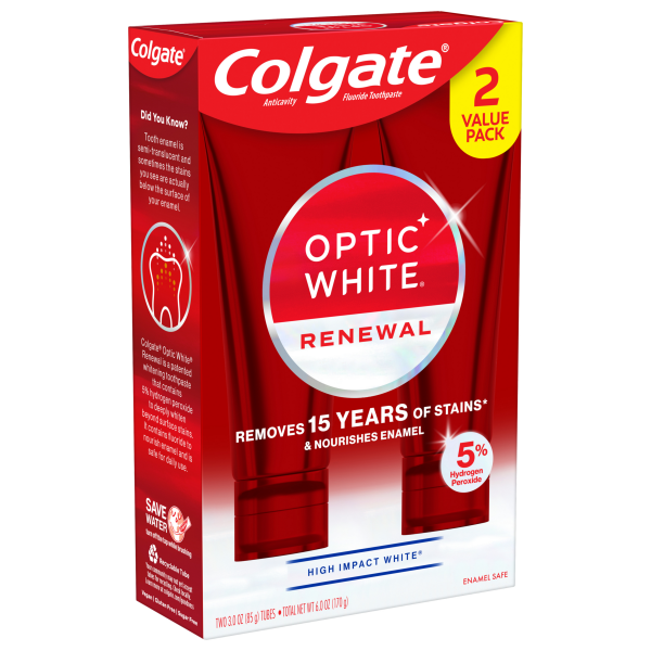 slide 7 of 17, Colgate Optic White Renewal Teeth Whitening Toothpaste Pk., 2 ct