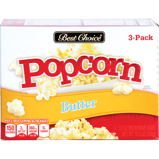 slide 1 of 1, Best Choice Butter Microwave Popcorn, 3 ct