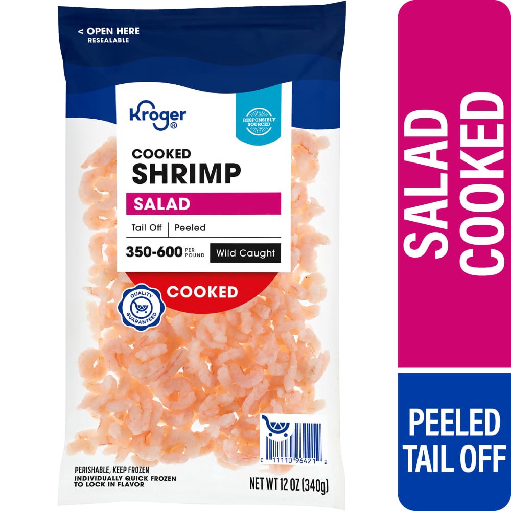 slide 1 of 2, Kroger Wild Caught Cooked & Peeled Salad Shrimp, 12 oz