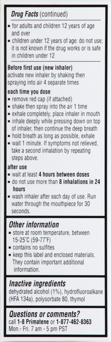 slide 9 of 11, Primatene Mist Epinephrine Inhalation Aerosol Bronchodilator 11.7 gr, 0.41 oz
