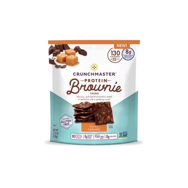 slide 1 of 1, Crunchmaster Protein Salted Caramel Brownie Thins, 3.54 oz