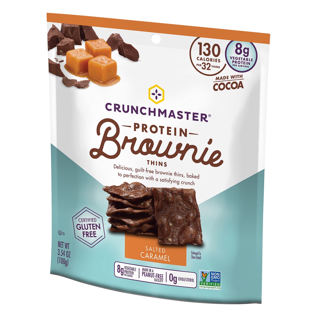 slide 8 of 8, Crunchmaster Protein Salted Caramel Brownie Thins 3.54 oz, 3.54 oz