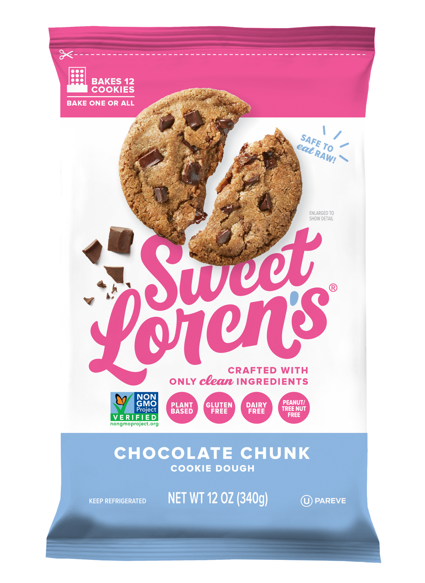 slide 1 of 9, Sweet Loren's Chocolate Chunk Cookie Dough, 12oz, 12 ct