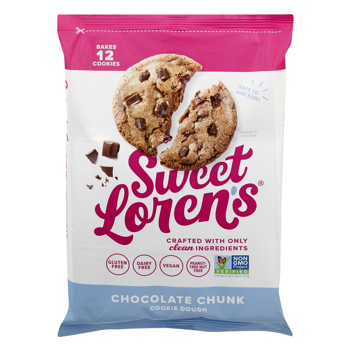 slide 1 of 1, Sweet Loren's Gluten Free Chocolate Chunk Place And Bake Cookie Dough, 12 oz