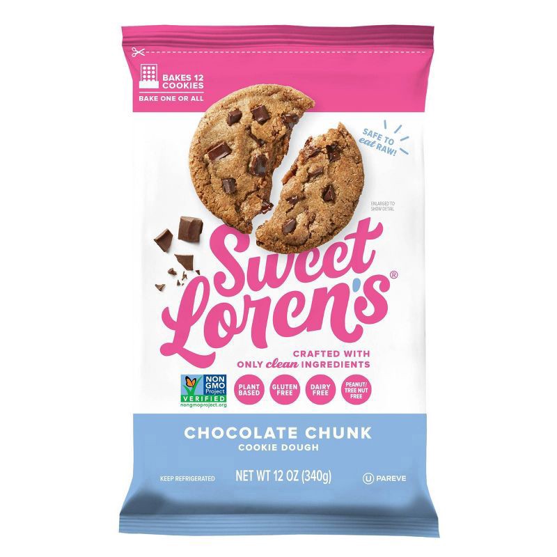 slide 1 of 9, Sweet Loren's Gluten Free Vegan Chocolate Chunk Cookie Dough - 12oz, 12 oz
