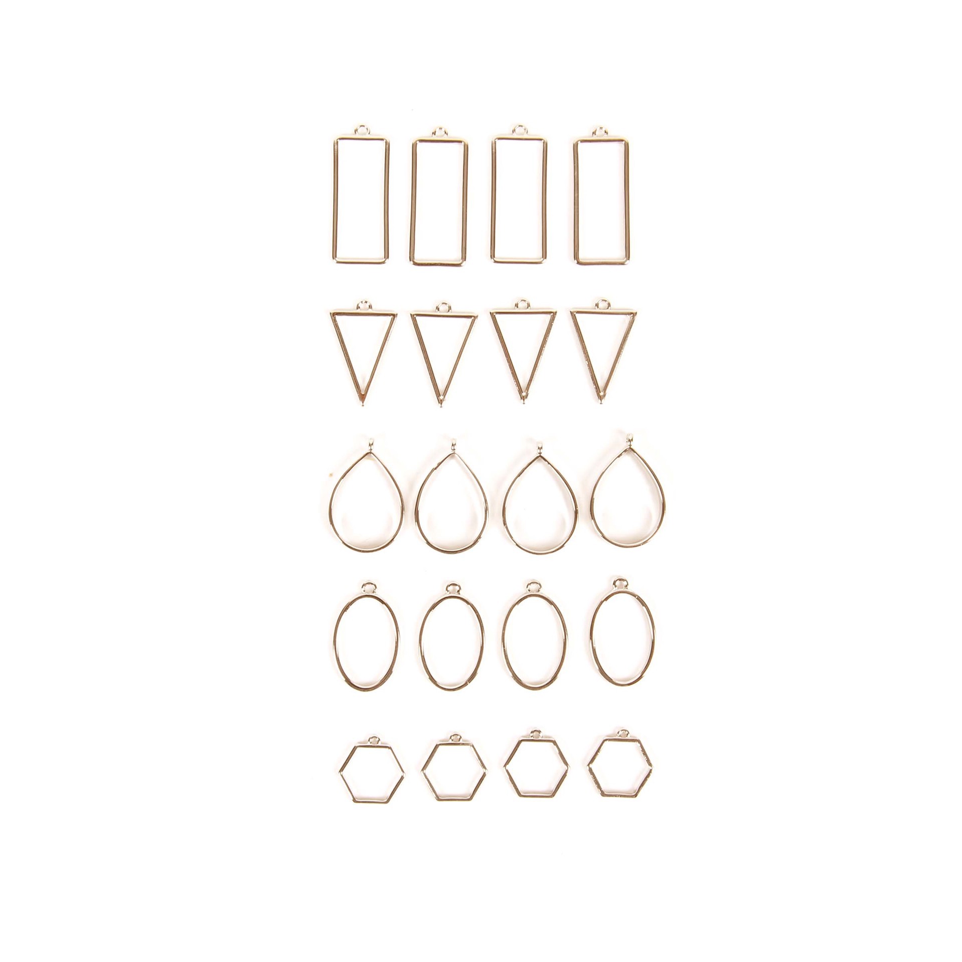 slide 4 of 5, Blue Moon Studio Uv Resin Craft Gold Simple Shapes Fillable Metal Charm Set, 0.79 in x 1.81 in x 0.08 in