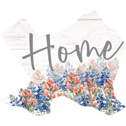 Texas Proud Home Wildflowers Texas Shaped Wooden Shelf Sitter