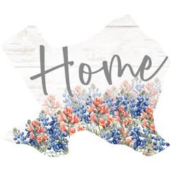 Texas Proud Home Wildflowers Texas Shaped Wooden Shelf Sitter