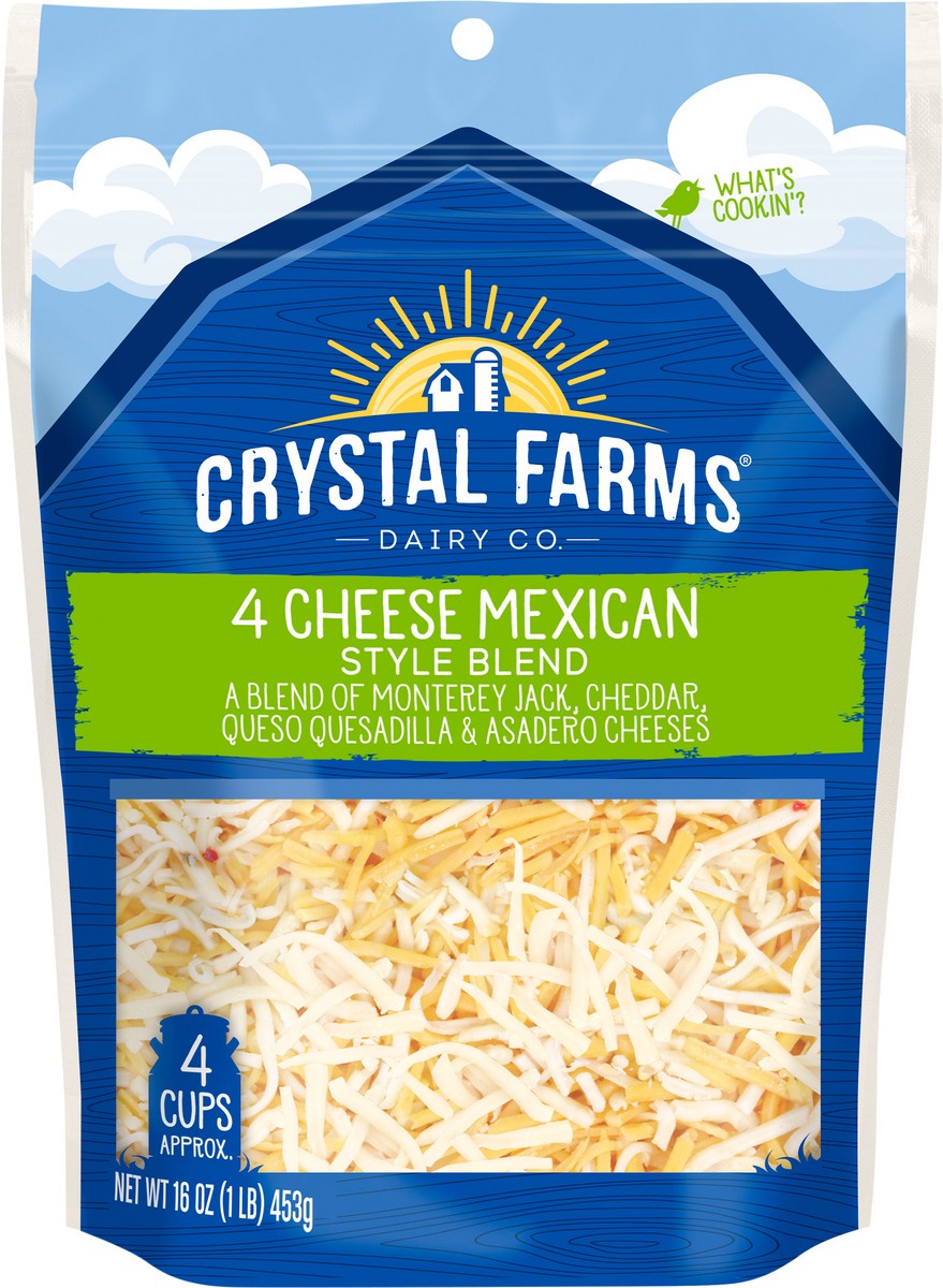 slide 6 of 6, Crystal Farms Mexican 4 Cheese Blend Shredded, 16 oz