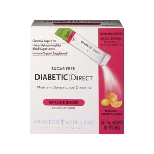 slide 1 of 1, Diabetic Direct Sugar Free Immune Boost Dietary Supplement Packets, Natural Citrus Flavor, 20 ct