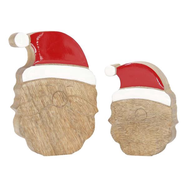 slide 1 of 1, Hy-Vee Wooden Santa Face, Set Of 2, 1 ct
