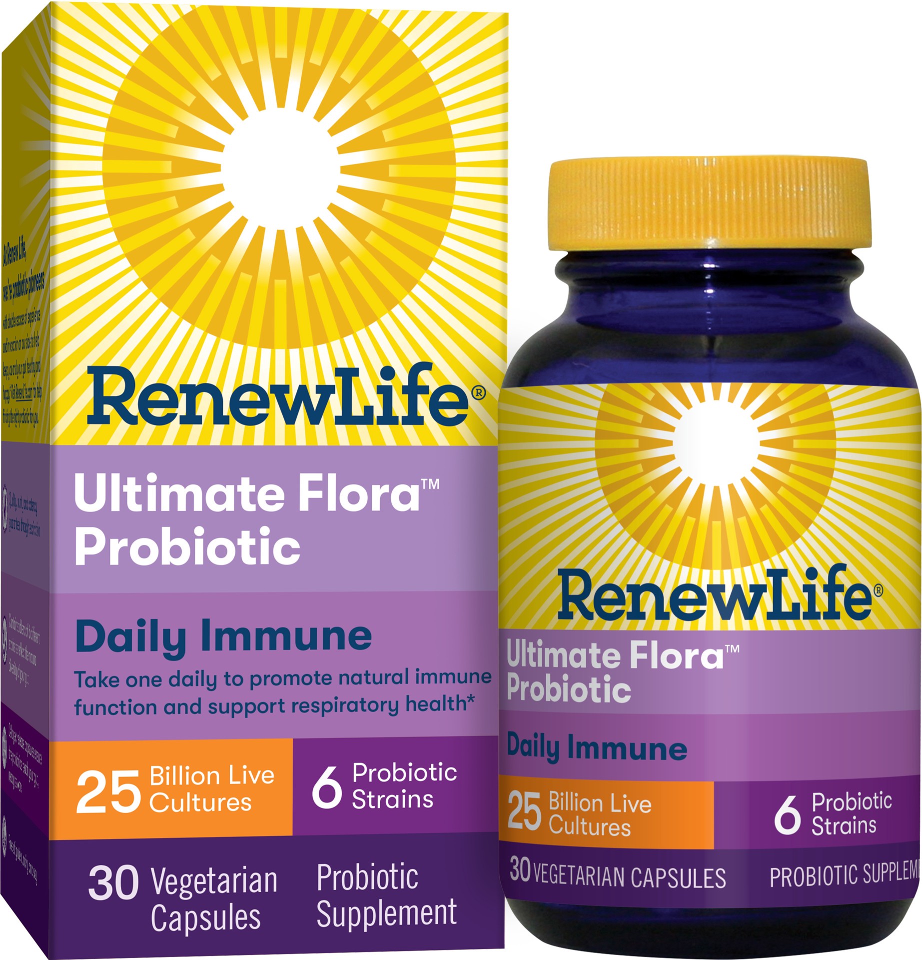 slide 1 of 1, Renew Life Adult Probiotic - Ultimate Flora™ Daily Immune Probiotic Supplement - Gluten, Dairy & Soy Free - 25 Billion CFU - 30 Vegetarian Capsules, 30 ct