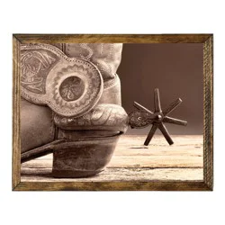 Texas Proud Cowboy Boot Spur Wooden Frame Wall Décor