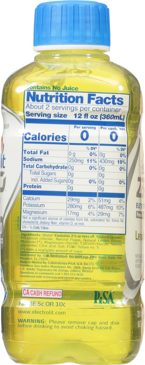 slide 9 of 14, Electrolit Premium Hydration Zero Sugar Lemon Breeze Flavored Electrolyte Beverage, 21 fl oz bottle, 21 fl oz