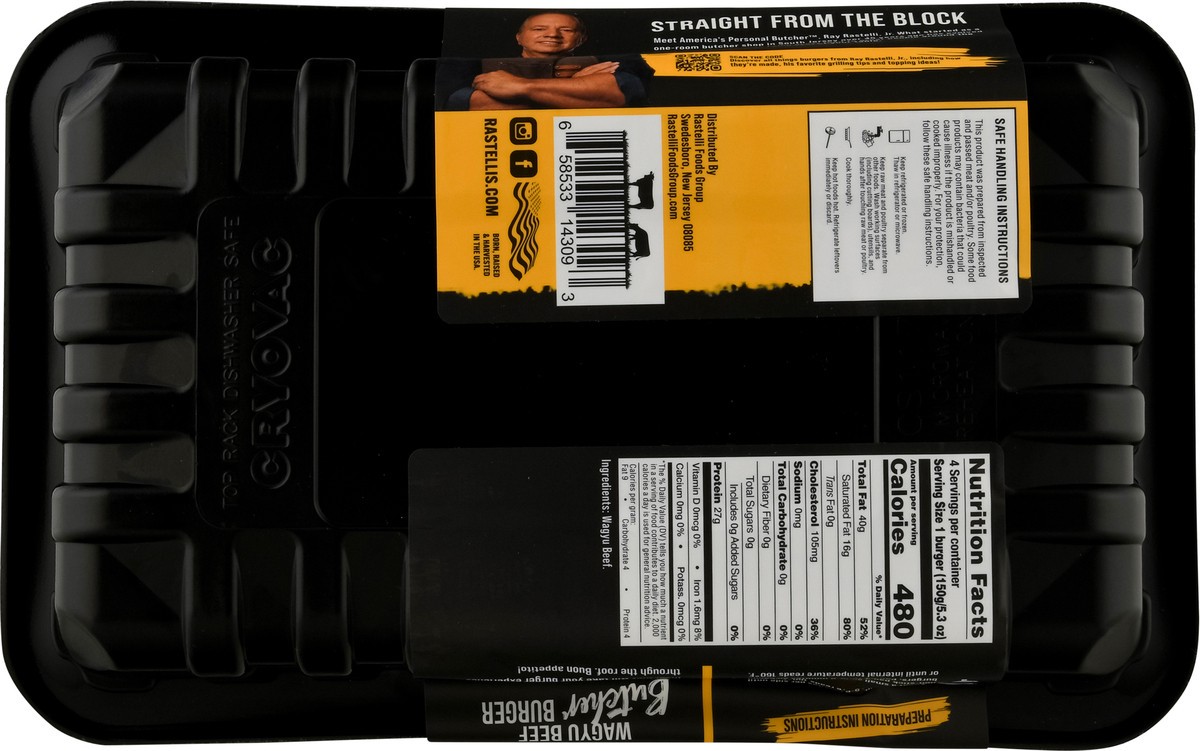 slide 9 of 13, Rastelli's Butcher Wagyu Beef Burger 4 - 0.33 lb Burgers, 4 ct