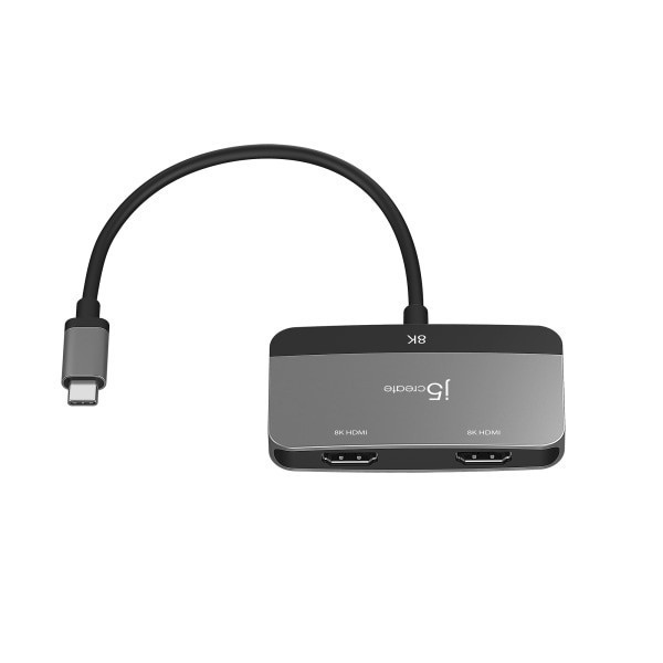 slide 8 of 8, j5create 8K Usb-C To Hdmi Dual Display Adapter, Space Gray/Black, Jca465, 1 ct