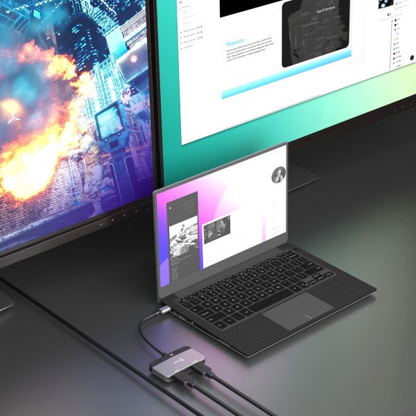 slide 6 of 8, j5create 8K Usb-C To Hdmi Dual Display Adapter, Space Gray/Black, Jca465, 1 ct