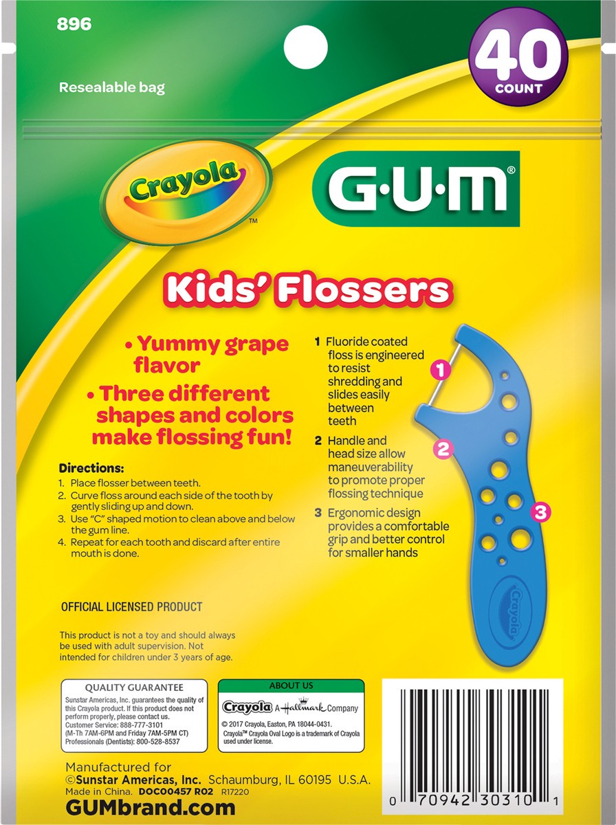 slide 2 of 3, Crayola Gum Kids Flossers, 40 ct