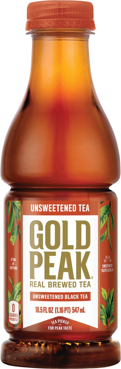 slide 4 of 7, Gold Peak Unsweetened Black Iced Tea Drink, 18.5 fl oz, 