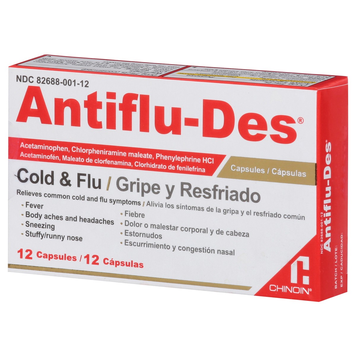 slide 5 of 9, Chinoin Cold & Flu Antiflu-Des 12 Capsules, 12 ct