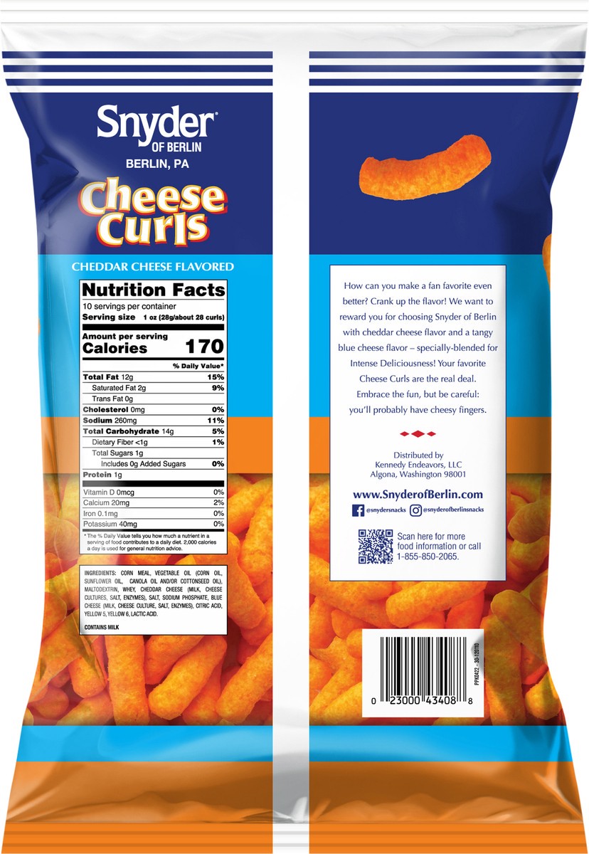 slide 6 of 7, Snyder of Berlin 10 oz Snyder of Berlin Cheese Curls, 10 oz
