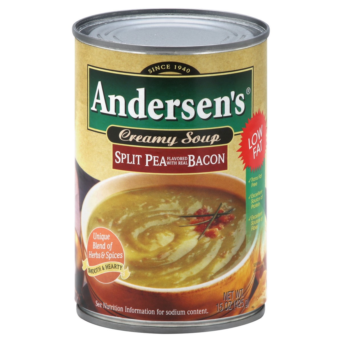 slide 3 of 3, Andersen's Soup, Creamy, Split Pea, Flavored With Real Bacon, 