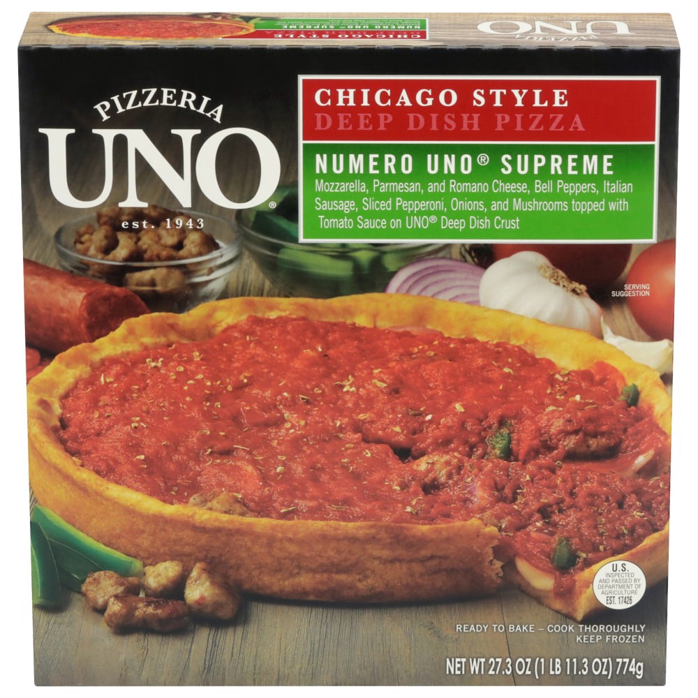 slide 2 of 3, Uno Foods Deep Dish Chicago Style Numero Uno Frozen Pizza, 27.3 oz