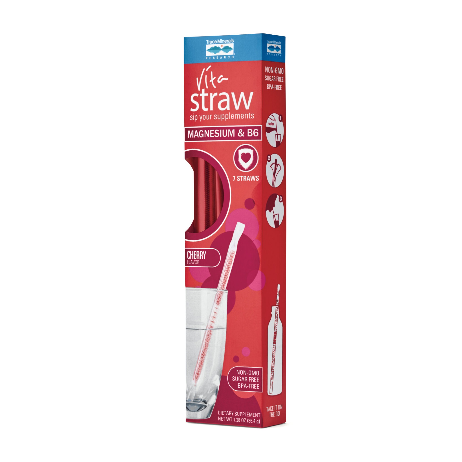 slide 1 of 1, Trace Minerals Vita Straw Magnesium and B6 - Cherry, 42 ct