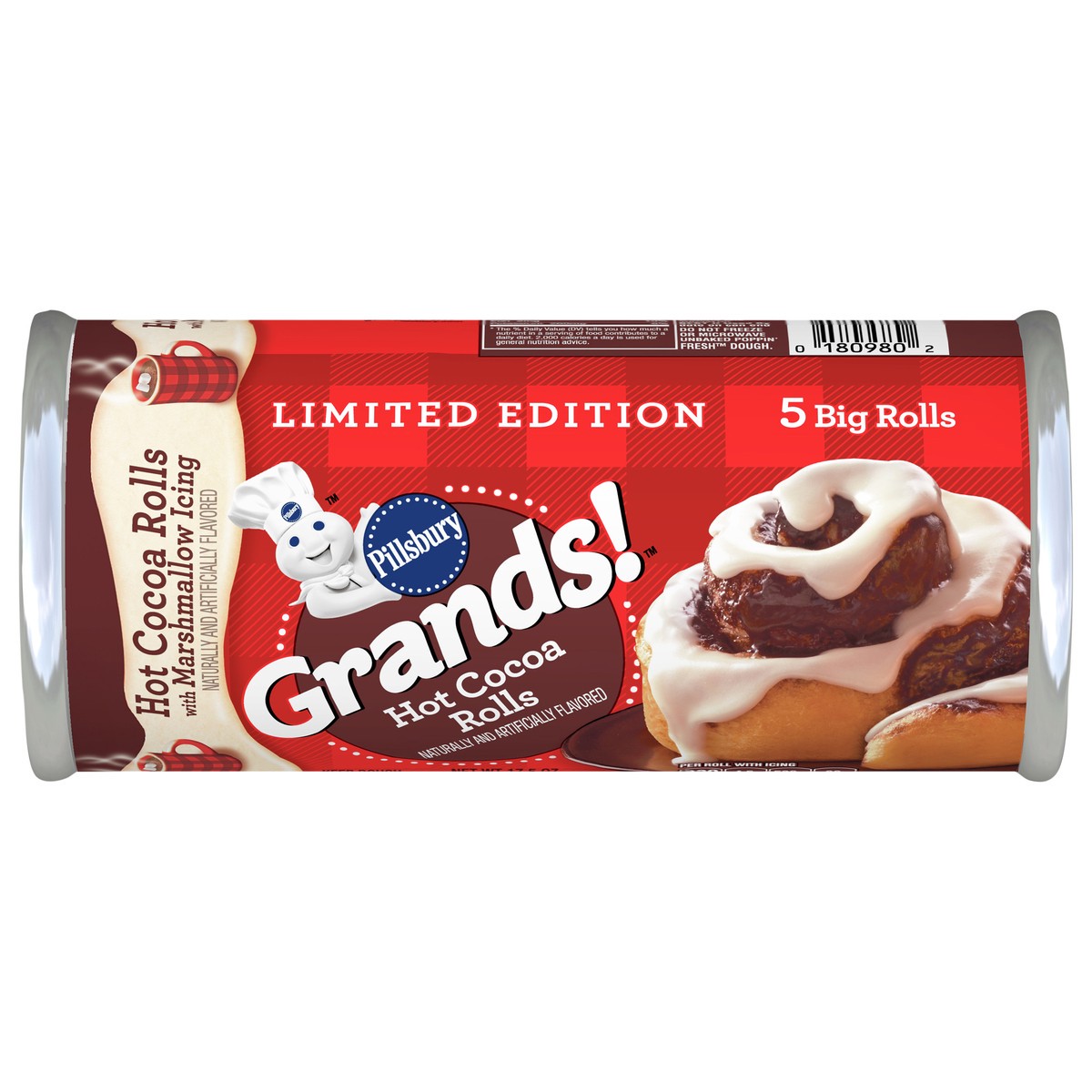 slide 1 of 8, Grands! Limited Edition Hot Cocoa Rolls with Marshmallow Icing, Makes 5 Big Rolls, 17.5 oz, 5 ct