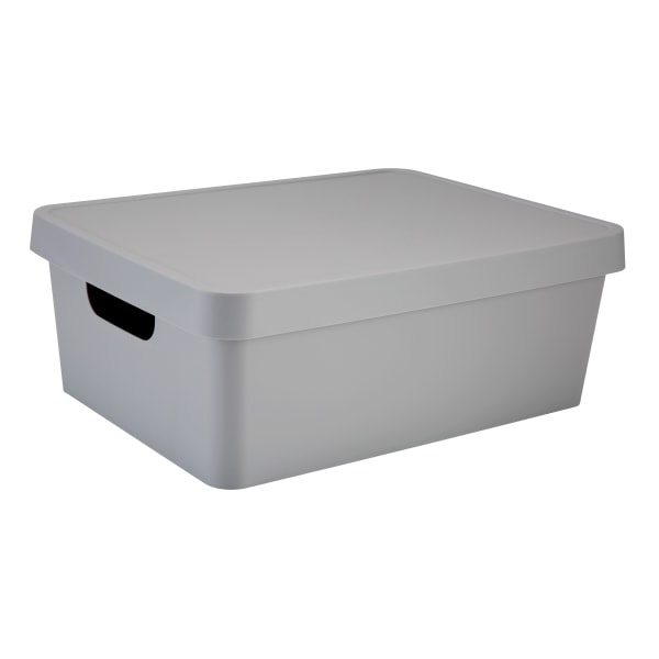 slide 1 of 4, Realspace Medium Storage Box With Lid, 10-15/16 X 14-1/2'' X 5-7/16'', Gray, 1 ct