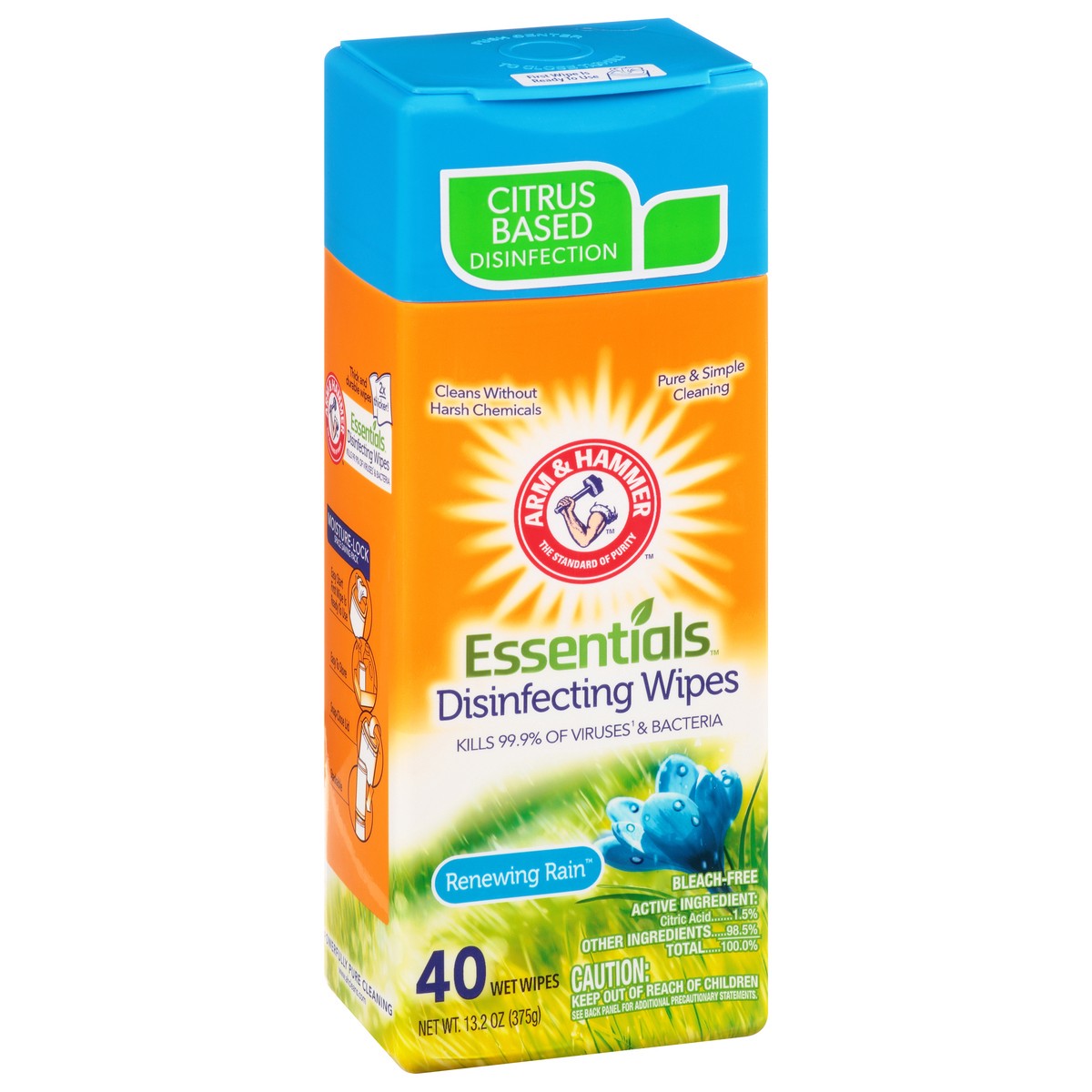 slide 6 of 11, ARM & HAMMER Arm & Ham Essentials Disinfecting Wipes Renewing Rain, 40 ct