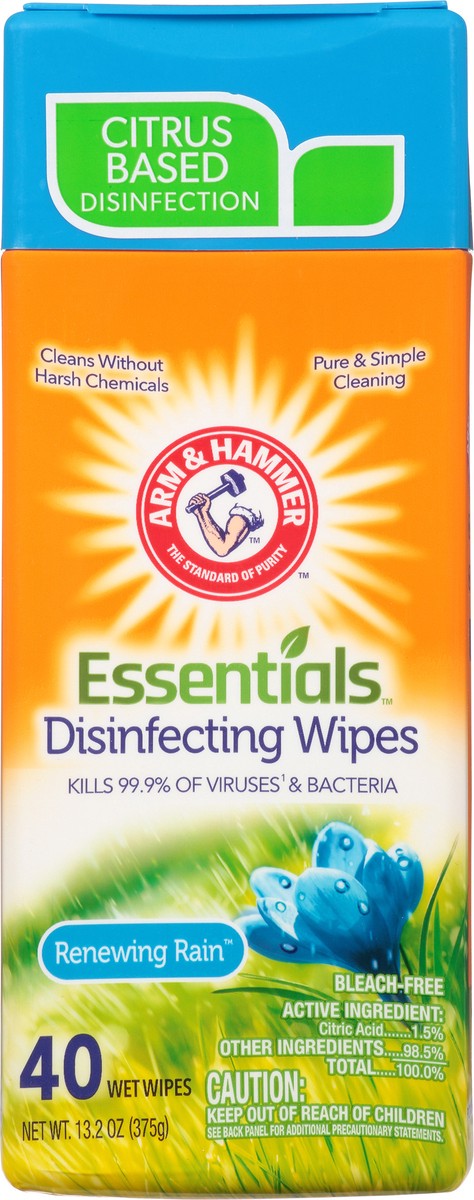 slide 11 of 11, ARM & HAMMER Arm & Ham Essentials Disinfecting Wipes Renewing Rain, 40 ct