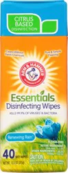 Arm & Hammer Essentials Renewing Rain Disinfecting Wipes 40 ea