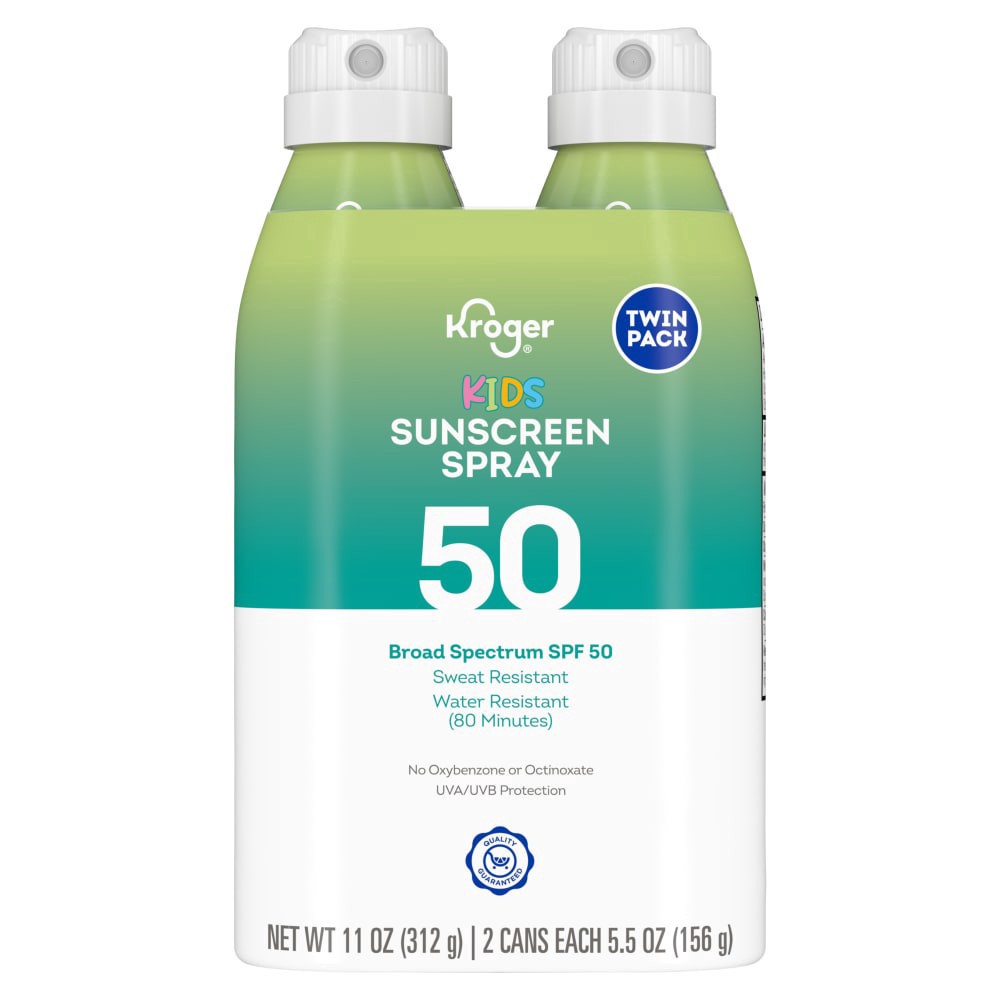 slide 2 of 2, Kroger® Kids Sunscreen Spray SPF 50, 5.5 fl oz / 2 ct
